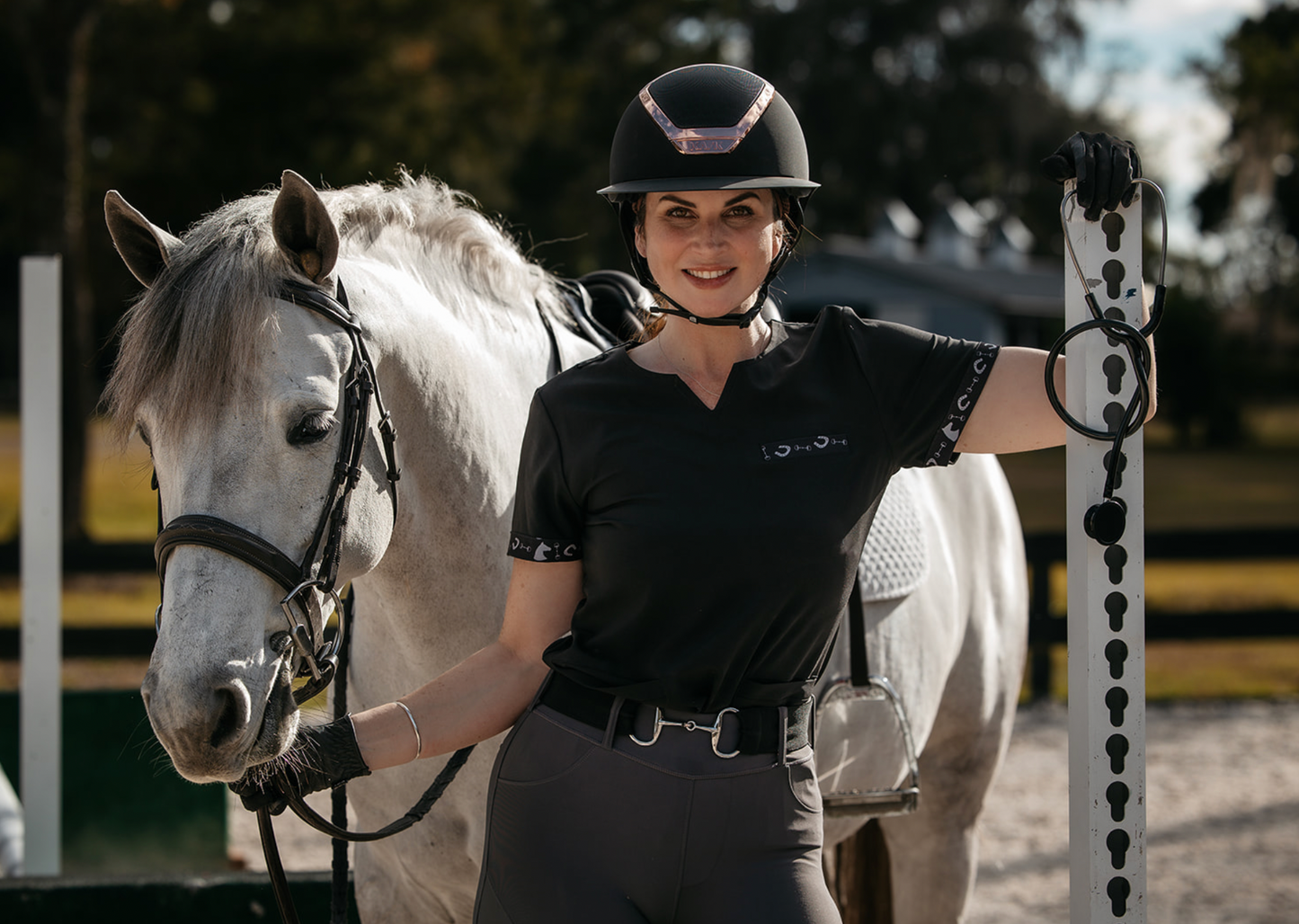 Equestrian Scrub Top- Black