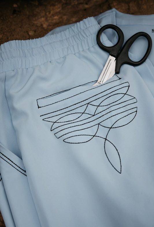 Cecil Blue Boot-Stitch Pants