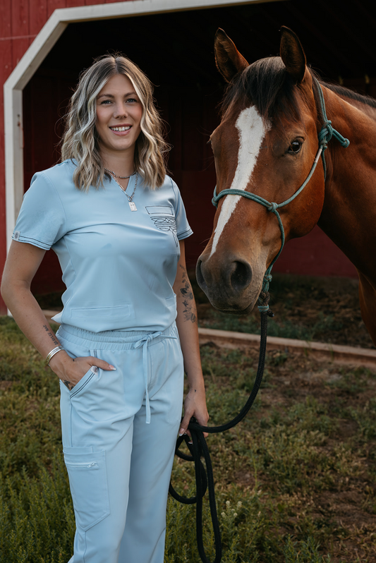 Cecil Blue Boot-Stitch Top