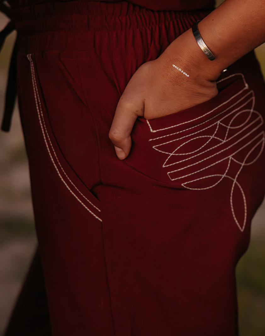 Maroon Boot-Stitch Pants