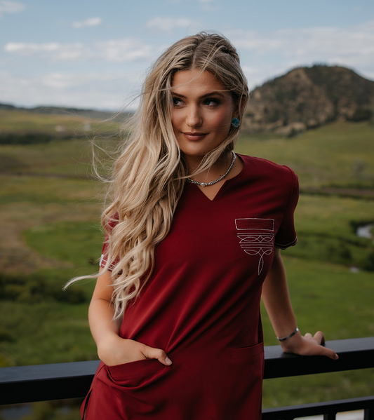 Maroon Boot-Stitch Top