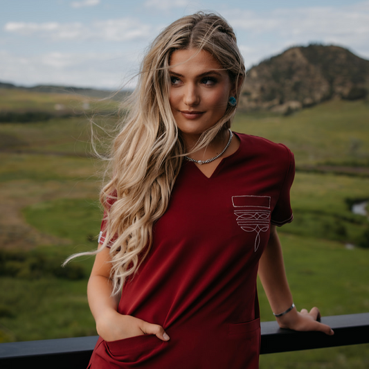 Maroon Boot-Stitch Top