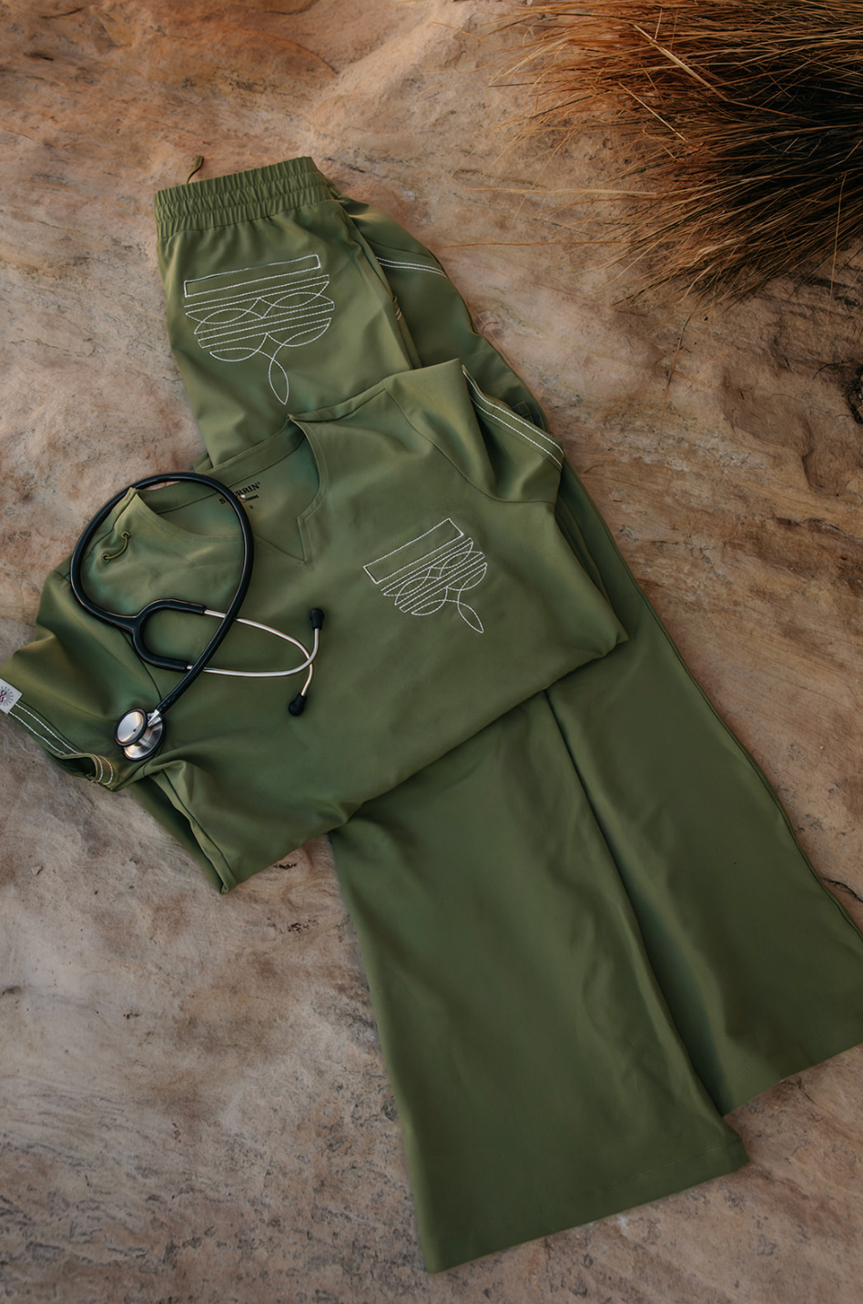 Olive Green Boot-Stitch Top