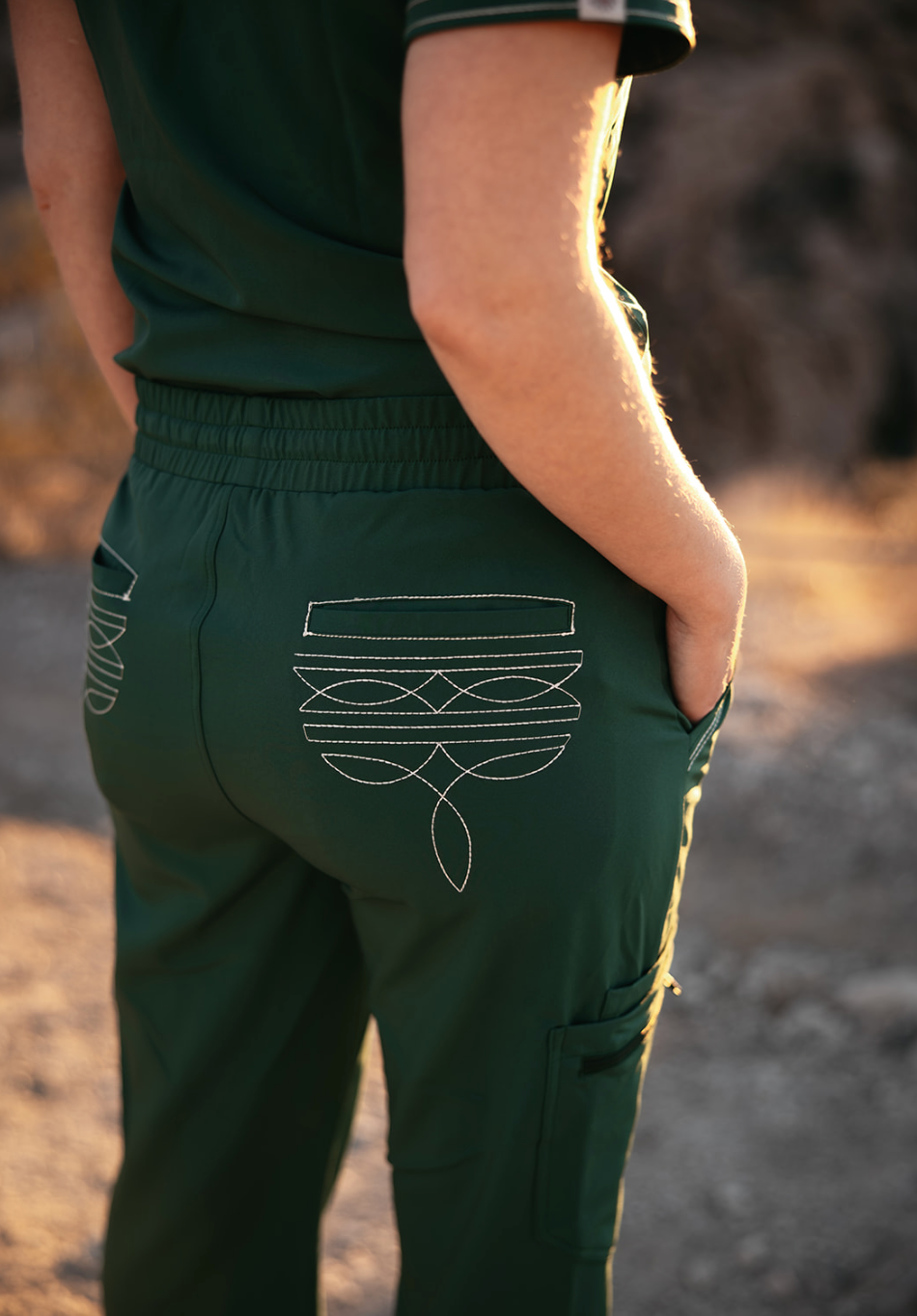 Hunter Green Boot-Stitch Pants