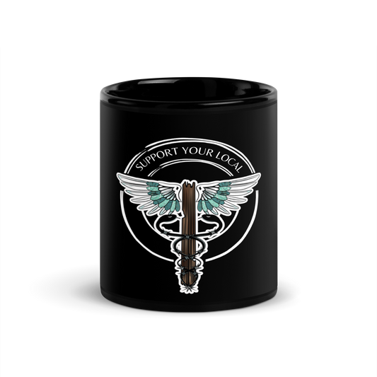 Support Your Local- Black Glossy Mug