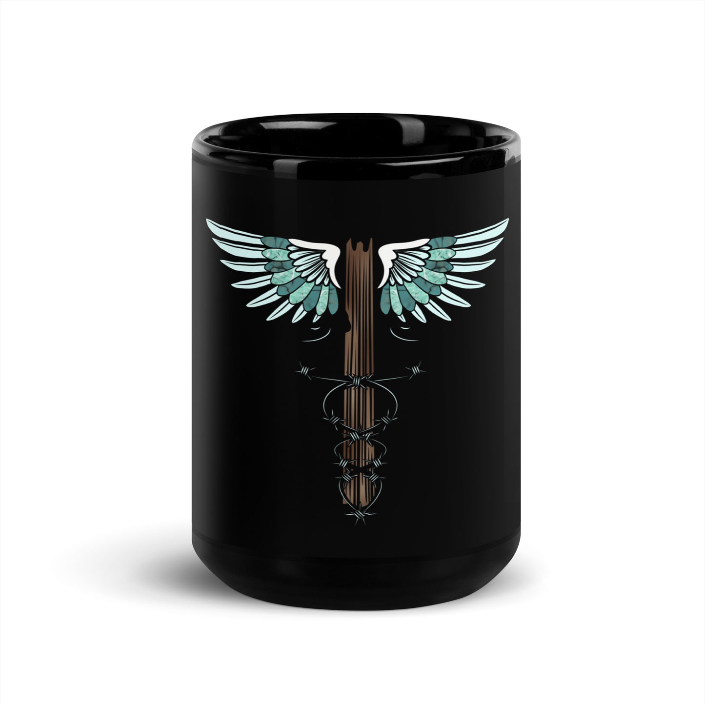 Cowgirl Caduceus- Black Glossy Mug