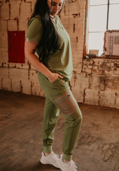 Olive Green Aztec Pants