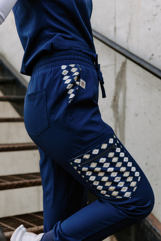 Navy Aztec Jogger Pants