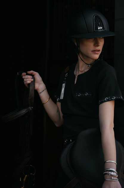 Equestrian Scrub Top- Black