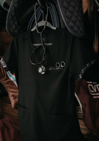 Equestrian Scrub Top- Black