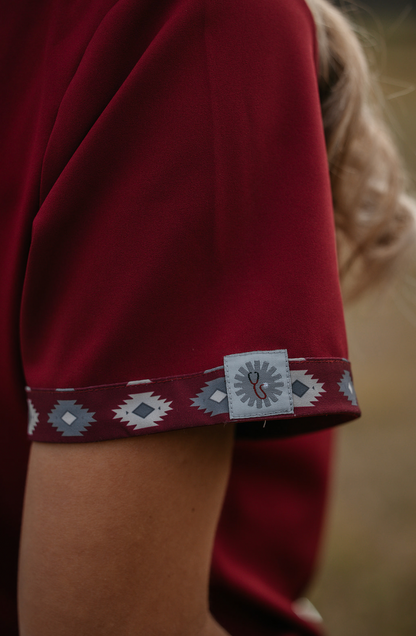 Maroon Simple Aztec Top