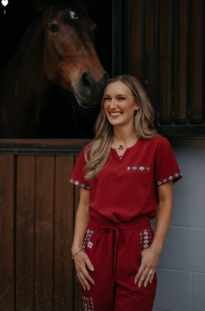 Maroon Simple Aztec Top