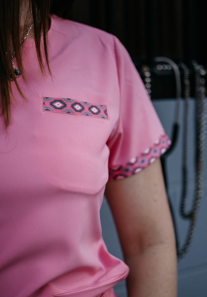 Blush Pink Simple Aztec Top