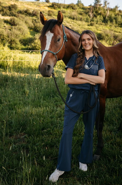 Navy Boot-Stitch Pants