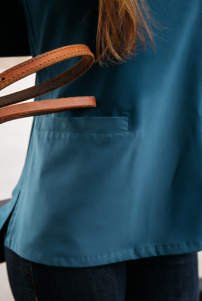 Caribbean Blue Boot-Stitch Top