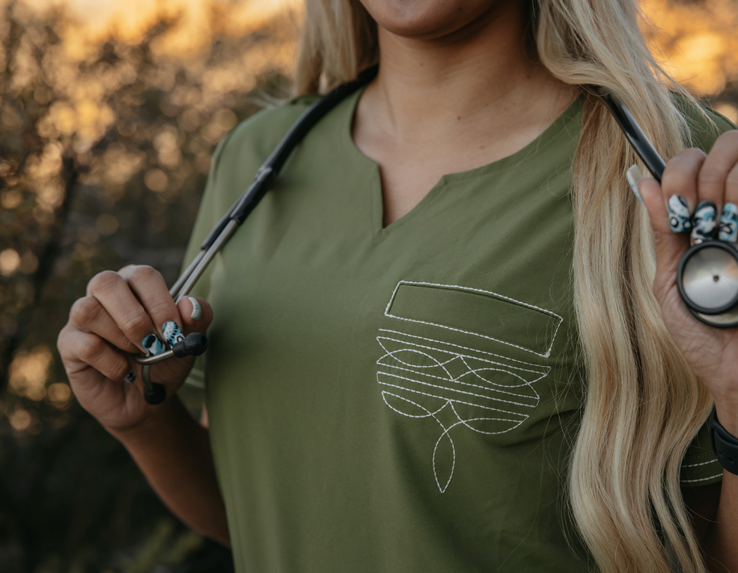 Olive Green Boot-Stitch Top