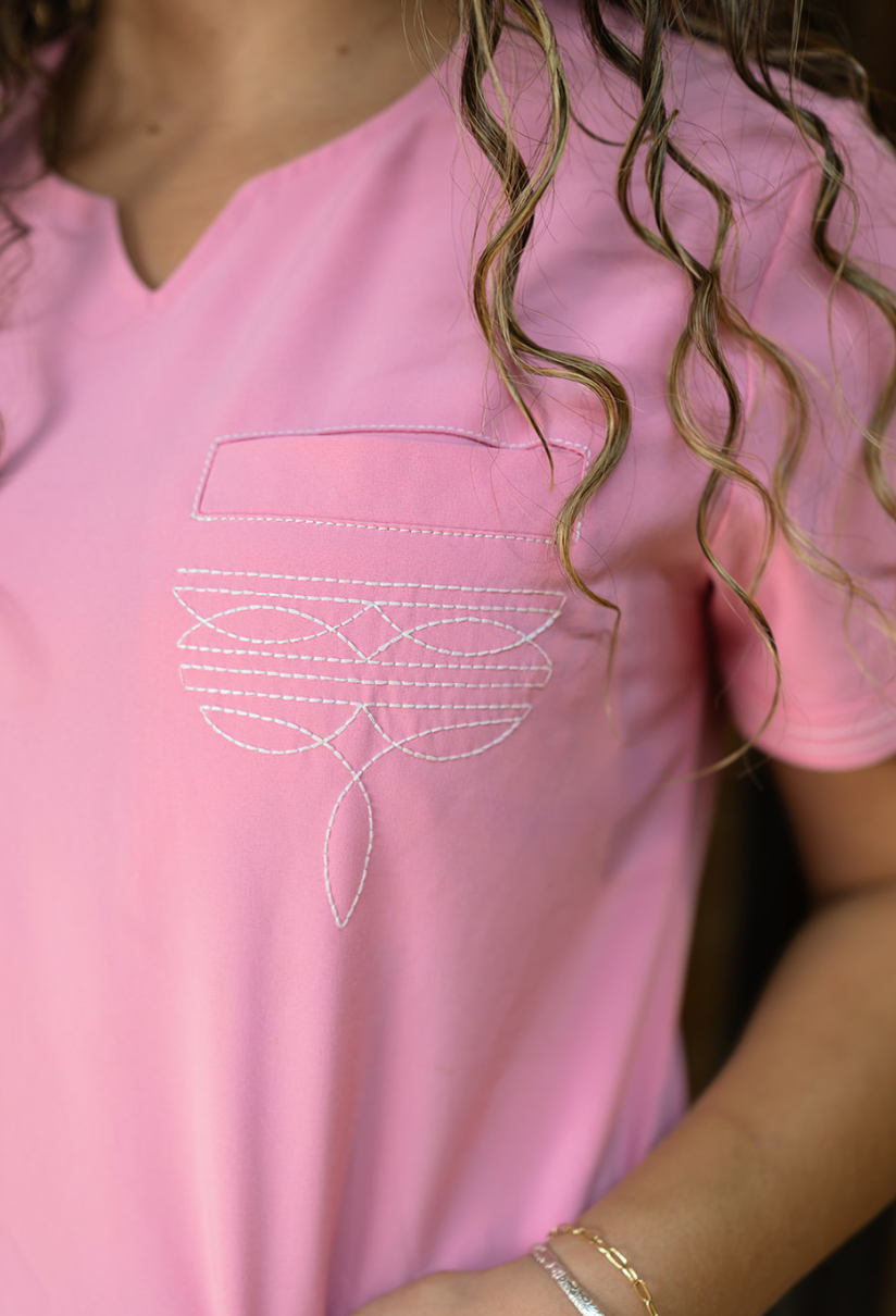 Blush Pink Boot-Stitch Top