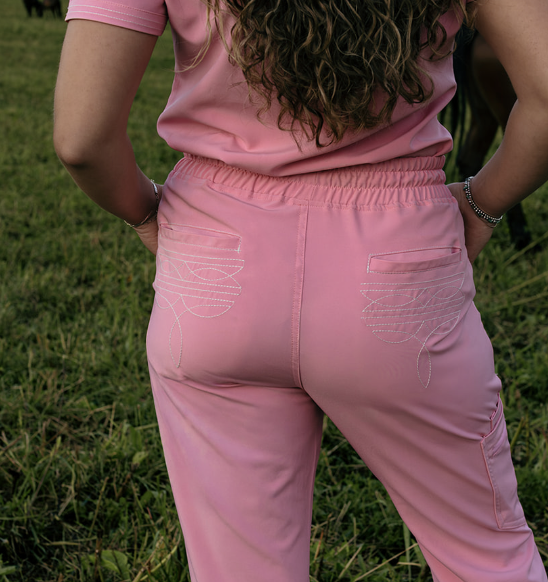 Blush Pink Boot-Stitch Pants