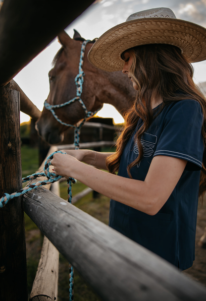 Navy Boot-Stitch Top