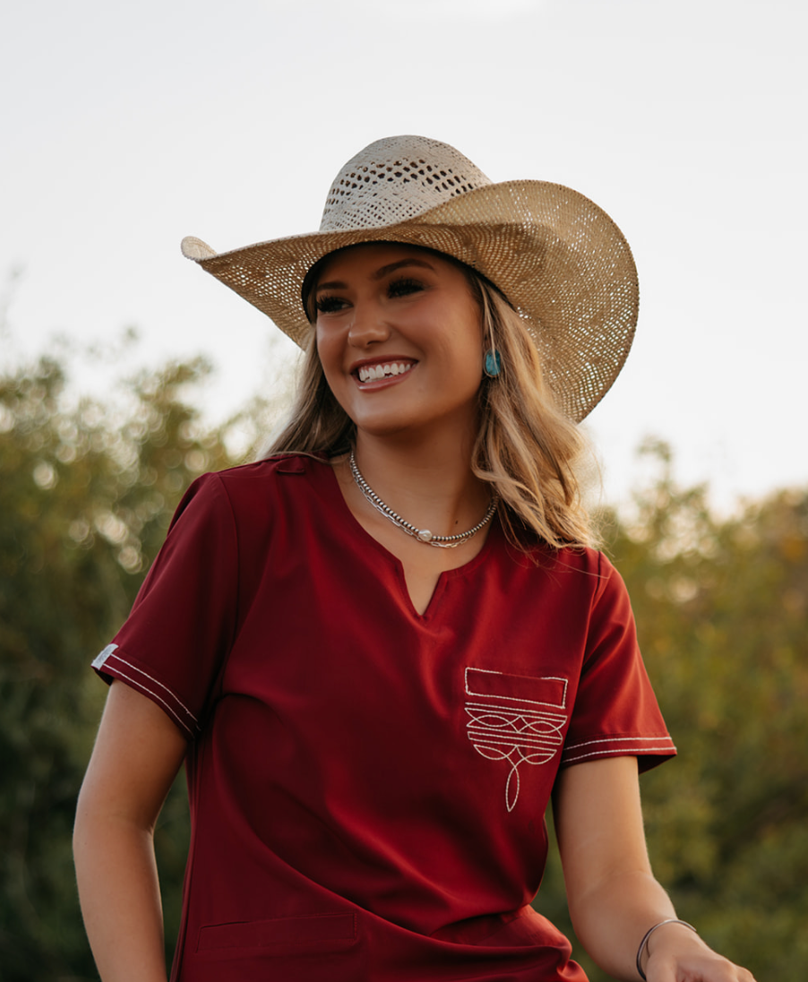 Maroon Boot-Stitch Top