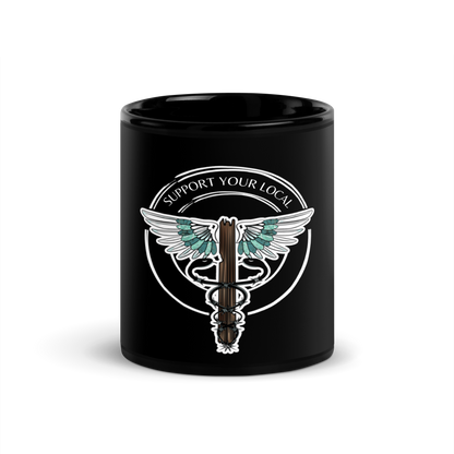 Support Your Local- Black Glossy Mug