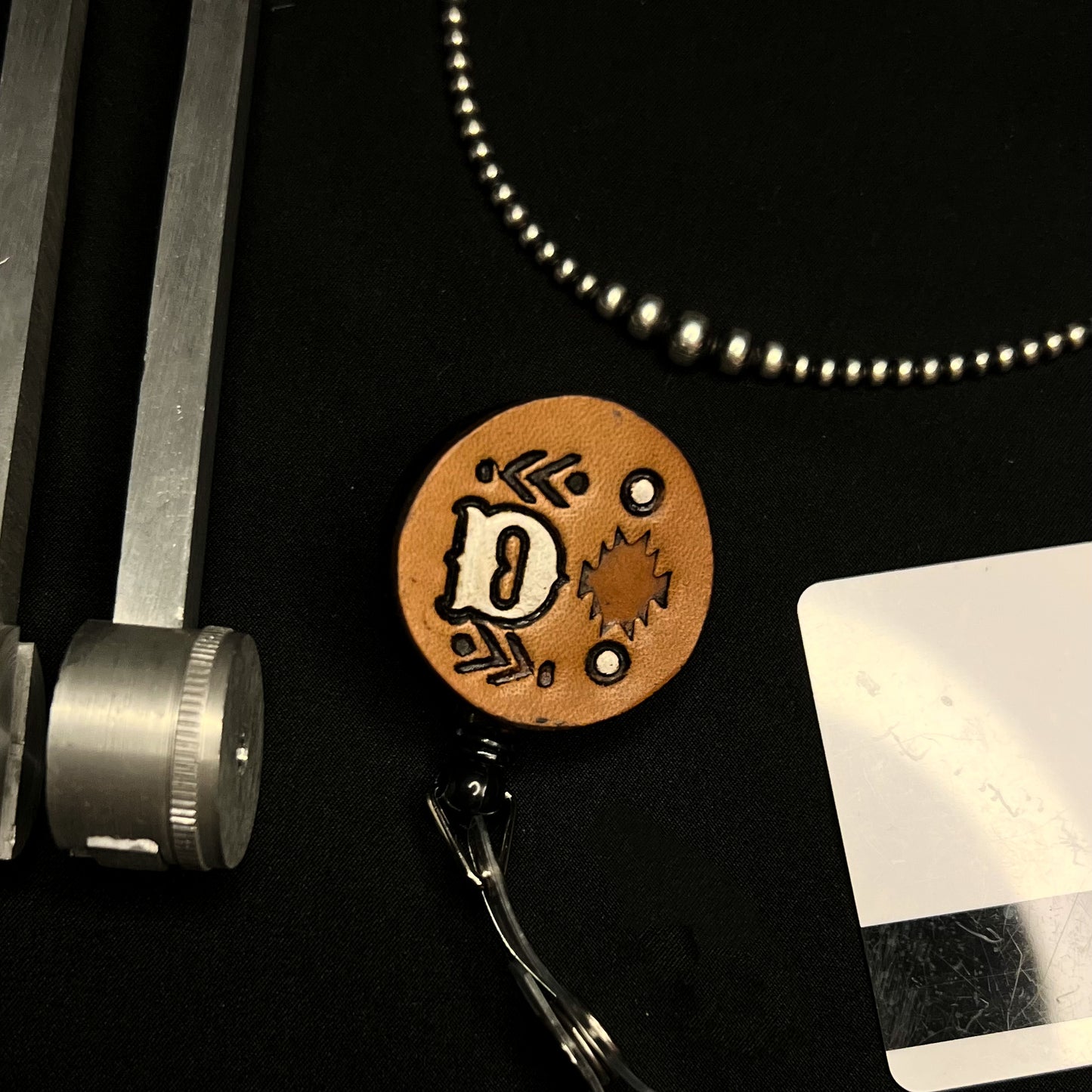 Letter D Leather Badge Reel