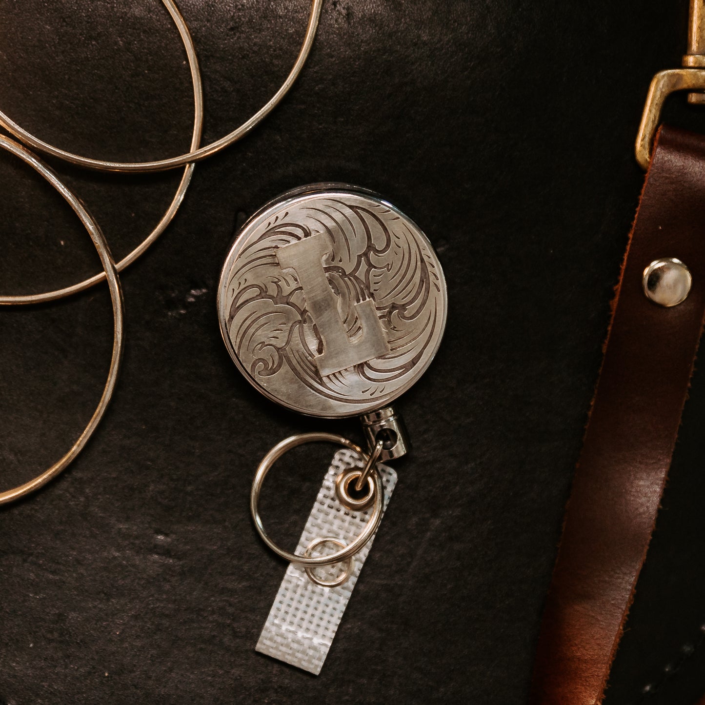 Alphabet Letters without Stone Badge Reel